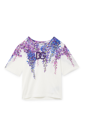 Jersey T-shirt With Wisteria Print